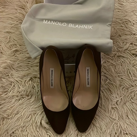Manolo Blahnik Shoes - Manolis Blahnik Suede Chunk heel